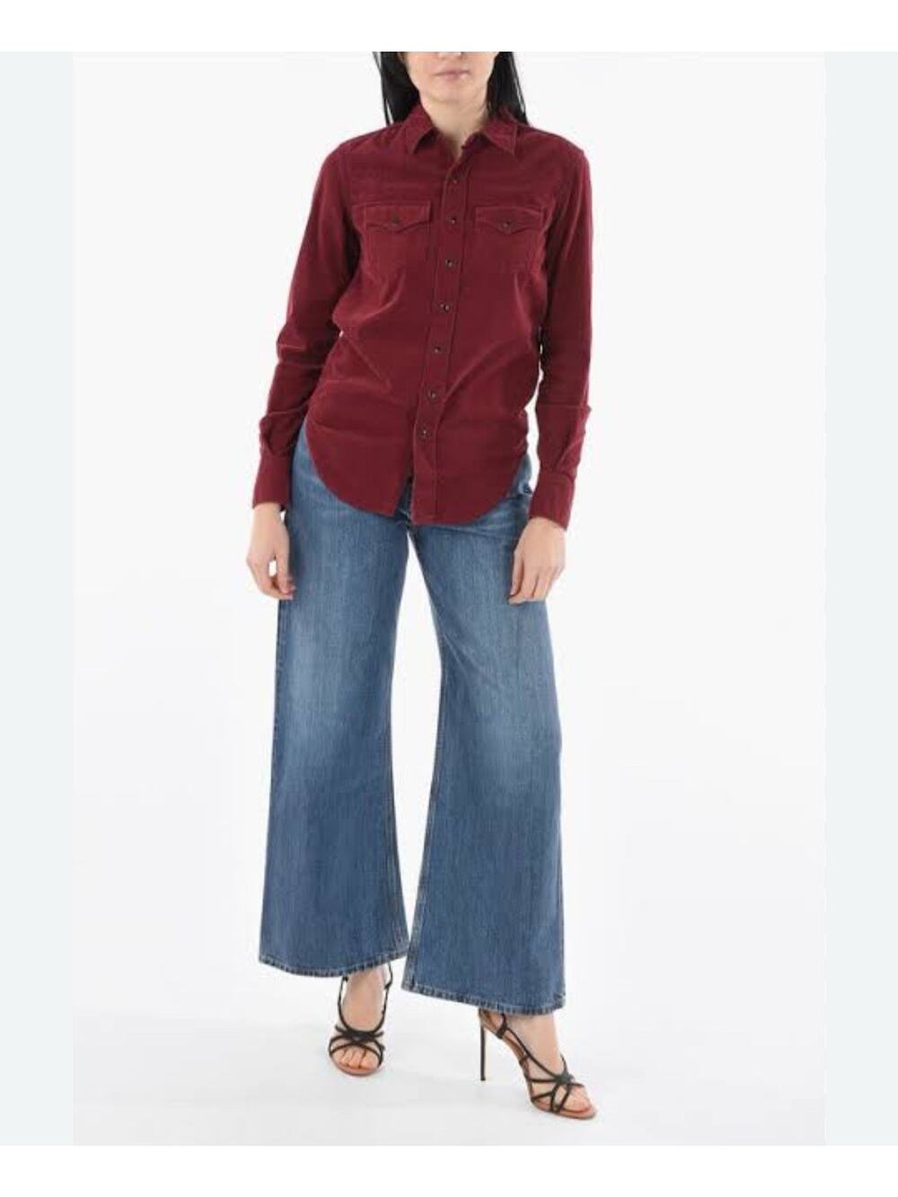 Universal Thread Women’s Shirt Button Down Long Sleeve Corduroy Burgundy